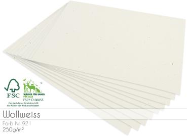 Cardstock "Recycling" - Bastelpapier 250g/m² DIN A4 in recycling wollweiss - 5 Bogen
