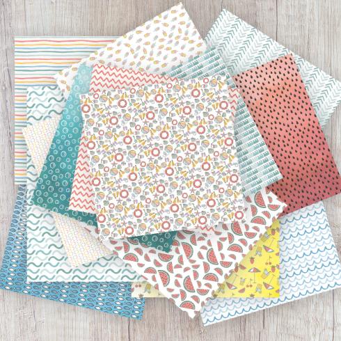 Preview: Designpapier 12"x12" 170gr "Meer-Zeit" 14 Bogen