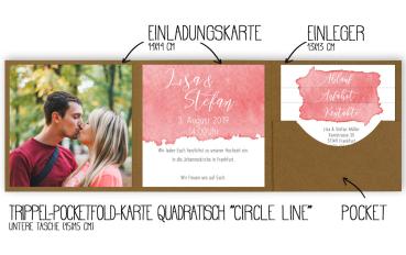 Preview: Trippel-Pocketfold Karte quadratisch "Circle Line" (15x15cm)