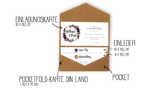 Preview: Pocketfold Karte DIN Lang (10,5x21cm)