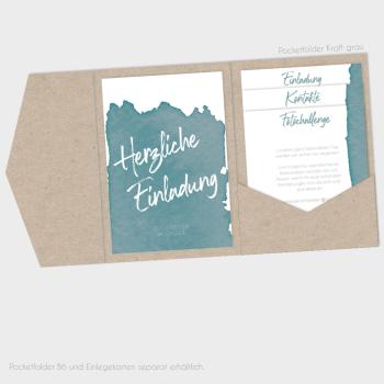 Preview: Einlegekarte Watercolor-Brush | Petrol 11x16