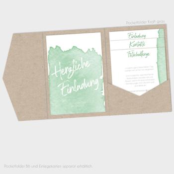 Preview: Einlegekarte Watercolor-Brush | Pistazie 11x16