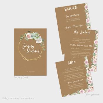 Preview: Backing-Card "Kraft White Roses" 11x16