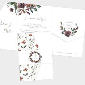 Preview: Pocketfold Einladung "Her Flowers" B6