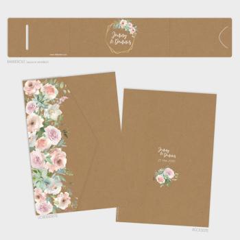 Preview: Pocketfold Einladung "Kraft White Roses" B6