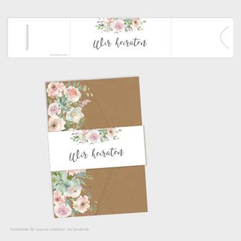 Banderole "Kraft White Roses" zu DIN B6 Pocketfolder