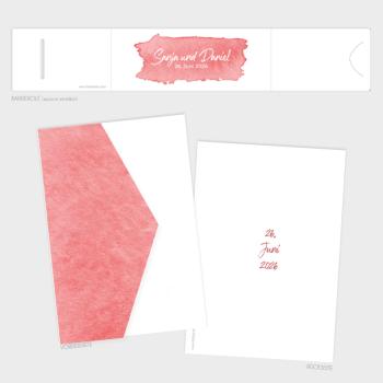 Preview: Pocketfold Einladung "Watercolor-Brush | Rot" B6 