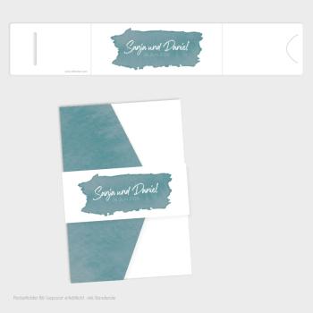 Banderole "Watercolor-Brush | Petrol" zu B6 Pocketfold