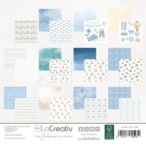 LaCreativ - Designpapier "Himmelblaues Babyglück" Paper Pack 6x6" - 24 Bogen