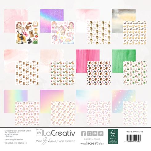 Preview: LaCreativ - Designpapier "Pferde und Einhörner" Paper Pack 6x6" - 24 Bogen