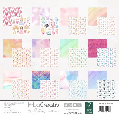 Preview: LaCreativ - Designpapier "Prinzessinnen und Meerjungfrauen" Paper Pack 6x6" - 24 Bogen