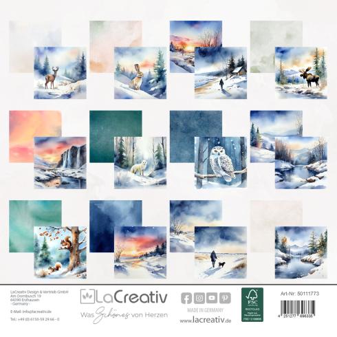 LaCreativ - Designpapier "Spaziergang im Winterwald" Paper Pack 6x6" - 24 Bogen