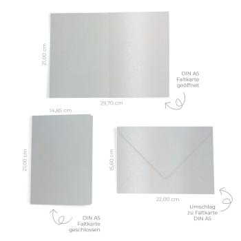 Preview: Faltkarte mit Briefumschlag DIN A5 in metallic perlsilber