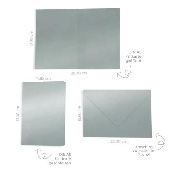 Preview: Faltkarte mit Briefumschlag DIN A5 in metallic platin
