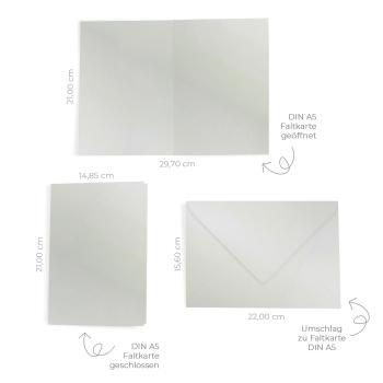Preview: Faltkarte mit Briefumschlag DIN A5 in metallic polarweiss