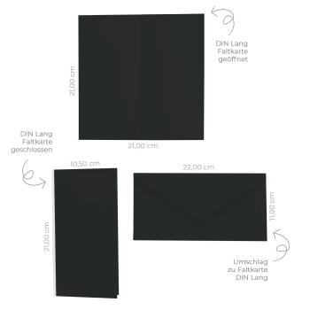 Preview: Faltkarte DIN Lang mit Briefumschlag in schwarz
