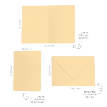Preview: Faltkarte mit Briefumschlag DIN A5 in creme
