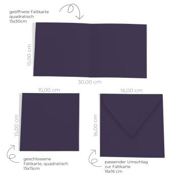 Preview: Faltkarte 15x15cm mit Briefumschlag 16x16cm in aubergine