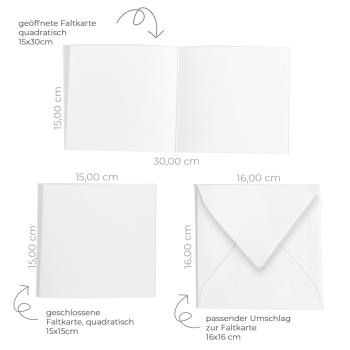 Preview: Faltkarte 15x15cm mit Briefumschlag 16x16cm in weiss