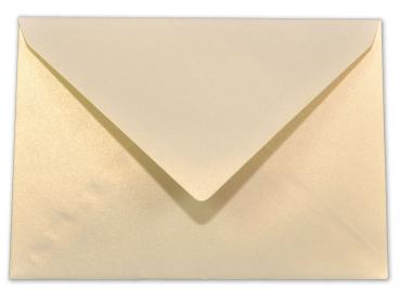 Briefumschläge - Briefhüllen in metallic-ivory, DIN A5 120g/m² oF, Nassklebung