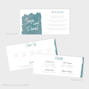 Preview: Backing-Card "Watercolor-Brush | Petrol" 19,5x10