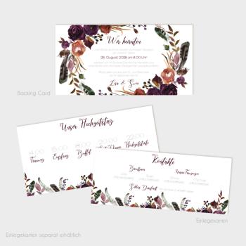 Preview: Backing-Card "Boho Violett-Flower" 19,5x10