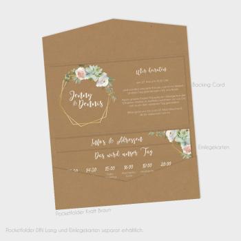 Preview: Backing-Card "Kraft White Roses" 19,5x10