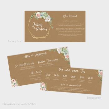 Preview: Backing-Card "Kraft White Roses" 19,5x10