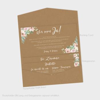 Preview: Backing-Card "Kraft White Roses" 19,5x10