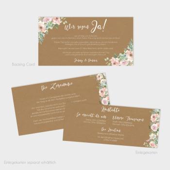 Preview: Backing-Card "Kraft White Roses" 19,5x10