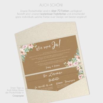 Preview: Backing-Card "Kraft White Roses" 19,5x10