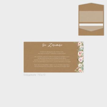Einlegekarte "Kraft White Roses" 19,5x10