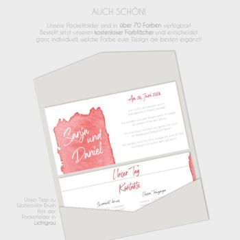 Preview: Einlegekarten-Bundle "Watercolor-Brush | Rot" DIN Lang