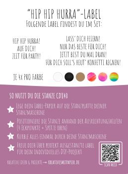 Preview: Kulricke Designpapier - "Hip Hip Hurra " Label Papier A7