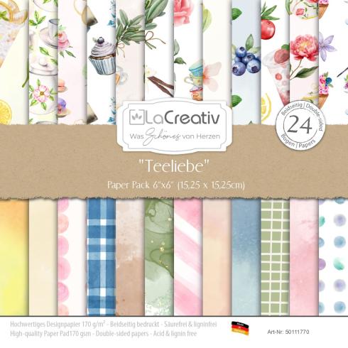 LaCreativ - Designpapier "Teeliebe" Paper Pack 6x6" - 24 Bogen