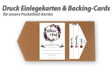 Druck - Einlegekarten u. Backing-Cards für unsere Pocketfold-Karten