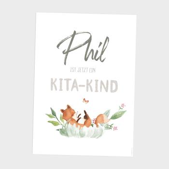 Preview: Kita-Kind-Poster "Waldtiere" | Einschulung | Meilensteintafel | Geschenk 1. Geburtstag | Personalisiertes Geschenk