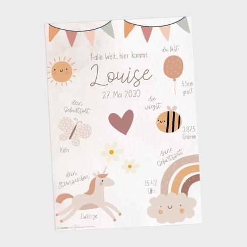 Geburtsposter "Boho" | Geburtstafel | Geburtsdaten | Geburtsbild | Geburt Geschenk