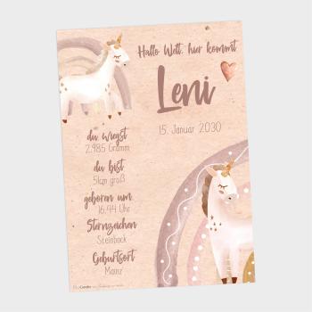 Geburtsposter "Einhorn Frieda" | Geburtstafel | Geburtsdaten | Geburtsbild | Geburt Geschenk