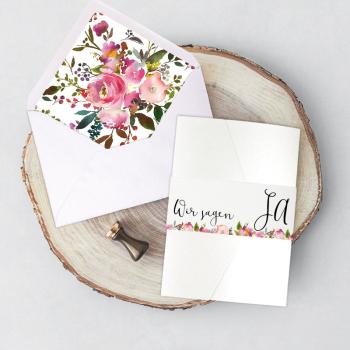 Preview: Briefumschlag B6 mit Innenfutter "Pink Bunch"