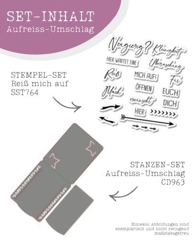 Bundle Kulricke Stempel "Reiß mich auf" & Stanze "Aufreiss-Umschlag"