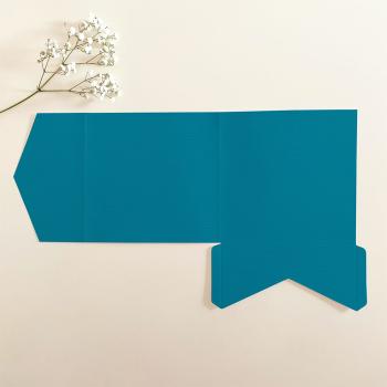 Preview: Pocketfold-Karte Quadrat (15x15) Struktur-Karton "Struktur Karibikblau" Exklusiv Line