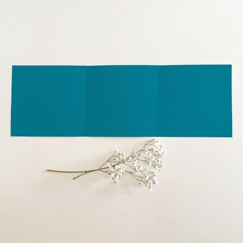 Trippel-Pocketfold-Karte quadratisch (15x15) Struktur-Karton "Karibikblau" Basic Line