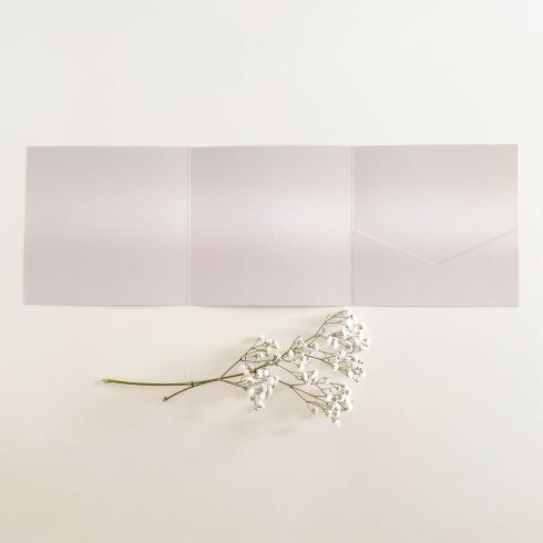 Trippel-Pocketfold-Karte quadratisch (15x15) Basic-Karton "Perlmutt Weissgold" Basic Line