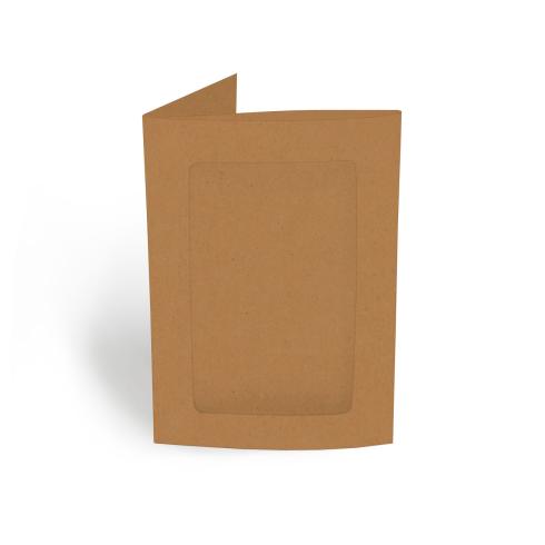 Passepartoutkarte rechteck 3-Fach DIN A6 in kraft braun