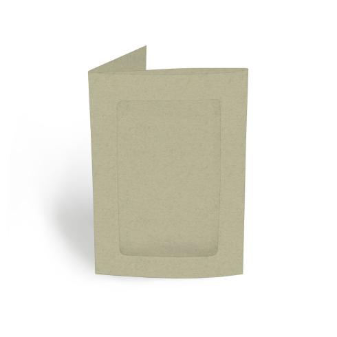 Passepartoutkarte rechteck 3-Fach DIN A6 in kraft moosgrau
