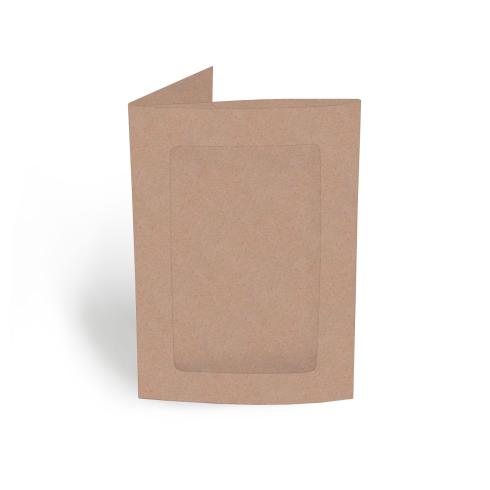 Passepartoutkarte rechteck 3-Fach DIN A6 in kraft rose