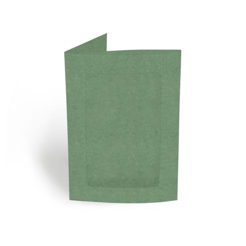 Passepartoutkarte rechteck 3-Fach DIN A6 in kraft salbei