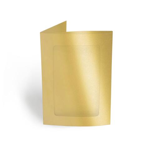 Passepartoutkarte rechteck 3-Fach DIN A6 in metallic-gold