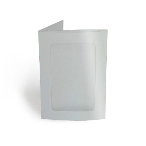 Passepartoutkarte rechteck 3-Fach DIN A6 in metallic-persilber